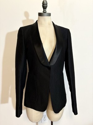 Brian Dales Women s Blazer Jacket Black Brocade Made in Italy Businesswear  