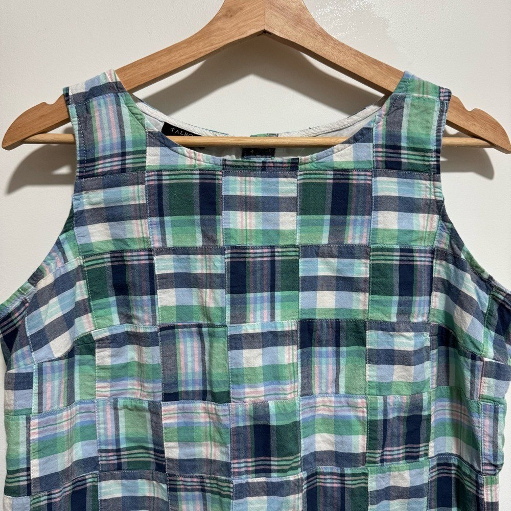 Talbots Cotton Patchwork Plaid Button Back Sleeve… - image 3