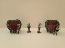 Vintage Pewter Ballerina Dancer Picture Frames Figures