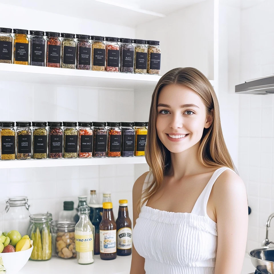 CycleMore 24 Pcs Spice Jars with Bamboo Lids 4 oz Glass 1.7*4.1 inches, White - Image 3 of 4