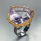 AAA cutting 40 ct Natural Amethyst Ring 925 Sterling Silver Size 8 /R470992