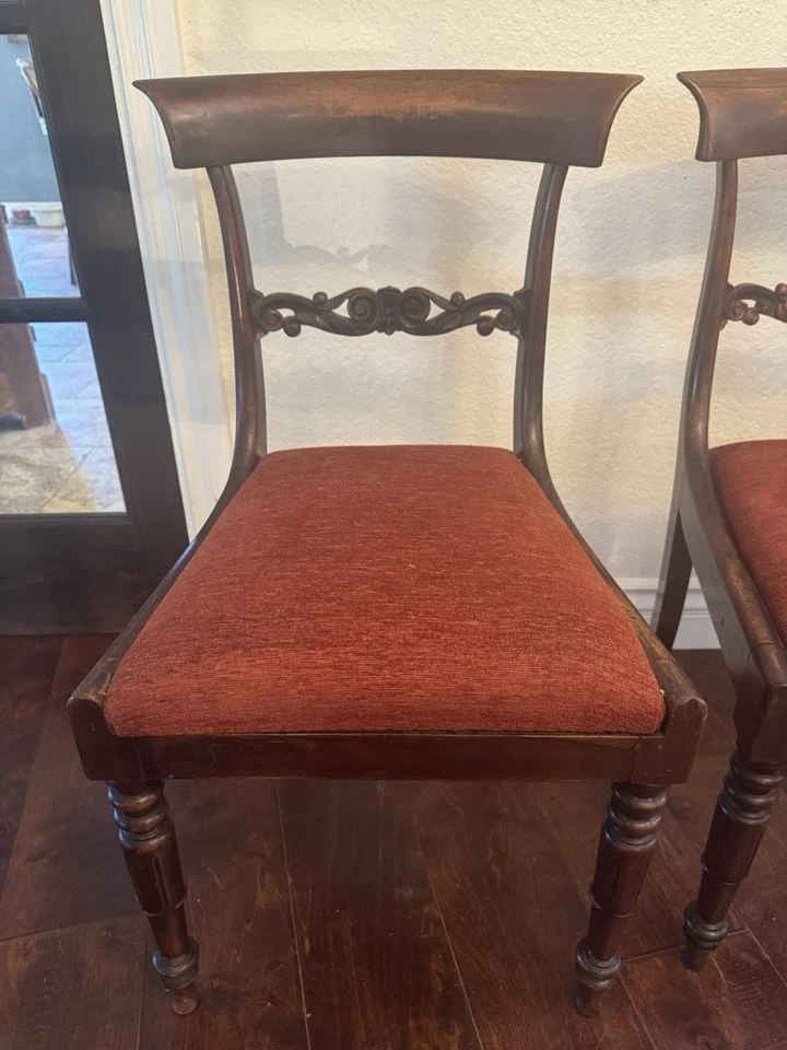 4 sillas de comedor antiguas de caoba de calidad Regency Foto 3 de 4