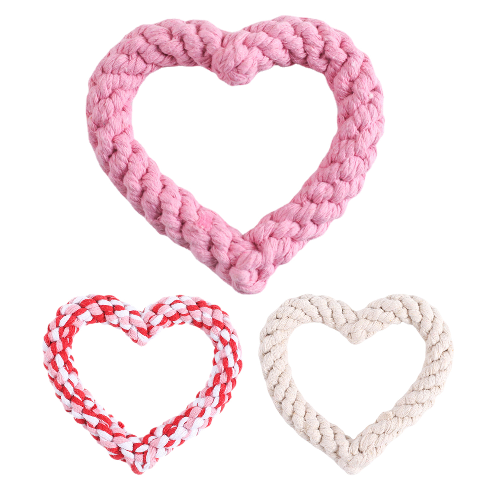 Heart Shape Dog Rope Chew Toy Cotton Rope Dog Toy Pet Small Puppy Fetch Fun