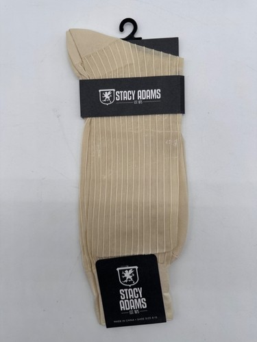 ONE PAIR NEW WITH TAG STACY ADAMS NYLON SLIKY RIBBED MEN'S CREW DRESS SOCKS - Picture 10 of 37