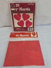 2 Vintage Beistle Red Foil  Art Tissue Heart Valentine Stickers NOS SEALED 