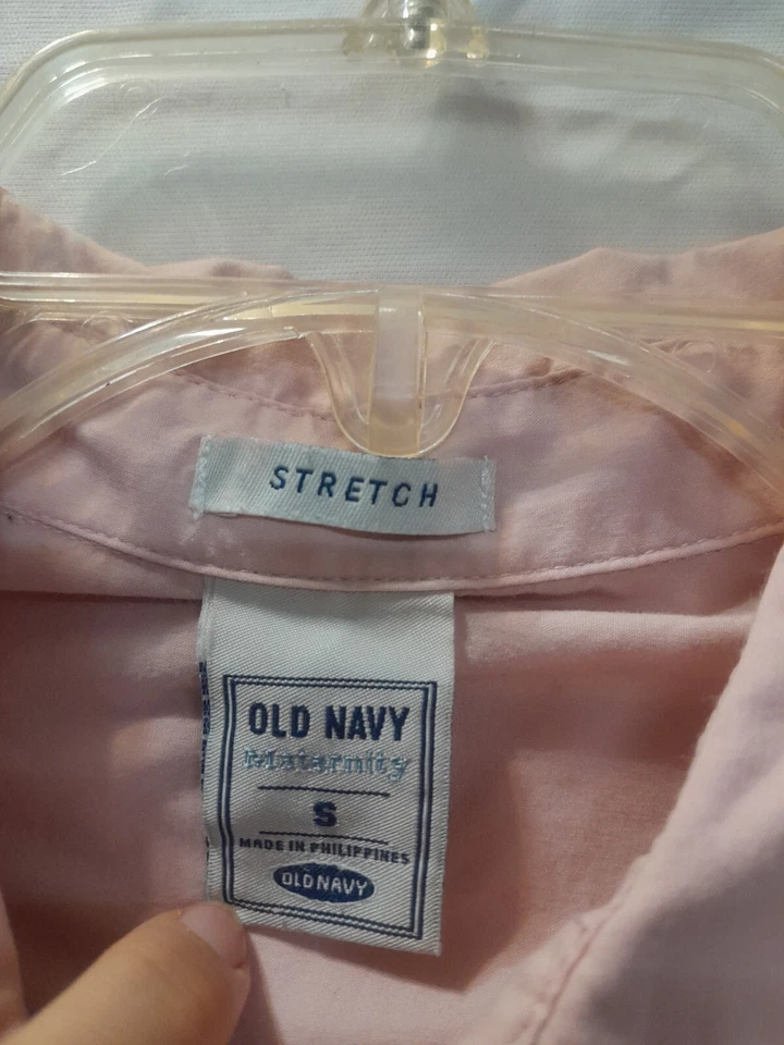 Old Navy Women's Maternity Size Small Pink Stretch Button-up Shirt 3/4 Sleeve - Image 2 of 4