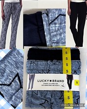 2 Lucky Brand Women's PJ's Straight Leg Small 4-6 Pockets Lounge Pant Navy Blue