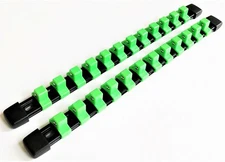 2 GOLIATH INDUSTRIAL 1/2" ABS MOUNTABLE SOCKET RAIL HOLDER ORGANIZER GREEN SH12G