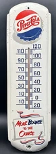 Pepsi Cola Metal Wall Thermometer Sign Bottle Cap More Bounce Ounce M165 USA