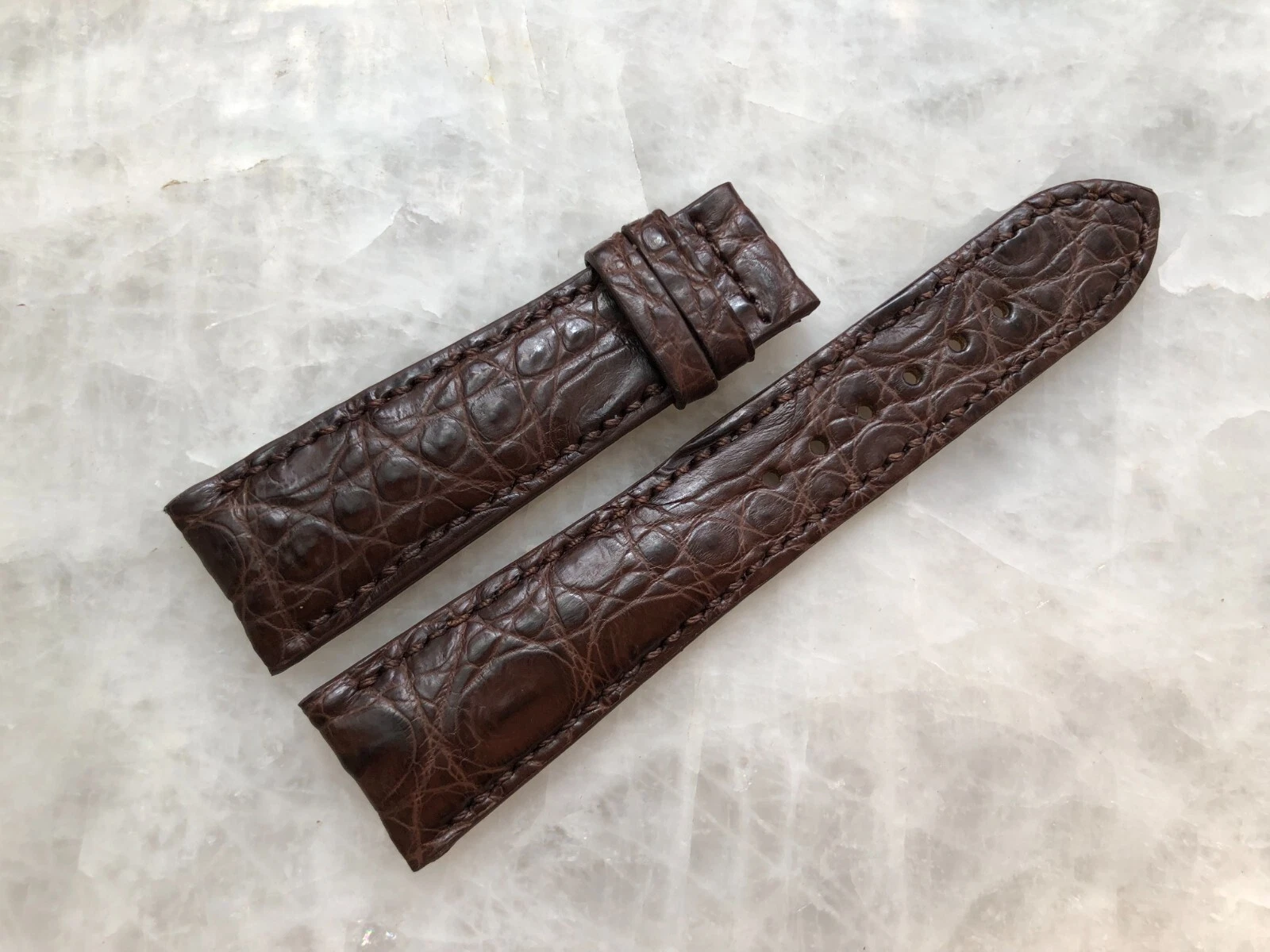 22mm/18mm Brown Alligator Crocodile Embossed Leather Watch Strap Band