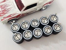5 SETS 1/64 Custom RUBBER TIRES 10MM CHROME WHITE WALL TIRE REAL RIDE