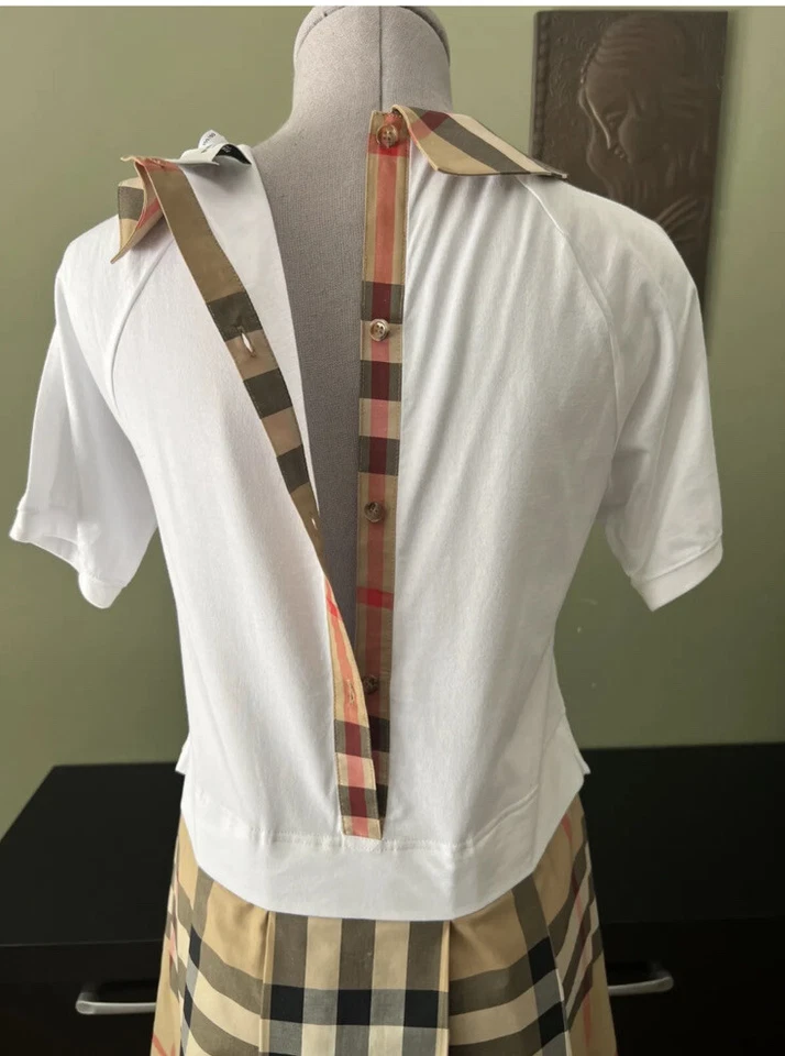Auténtico Vestido Burberry Niñas Verónica Detalle de Cuadros Botón Beige Rojo Talla 14Y Foto 4 de 4