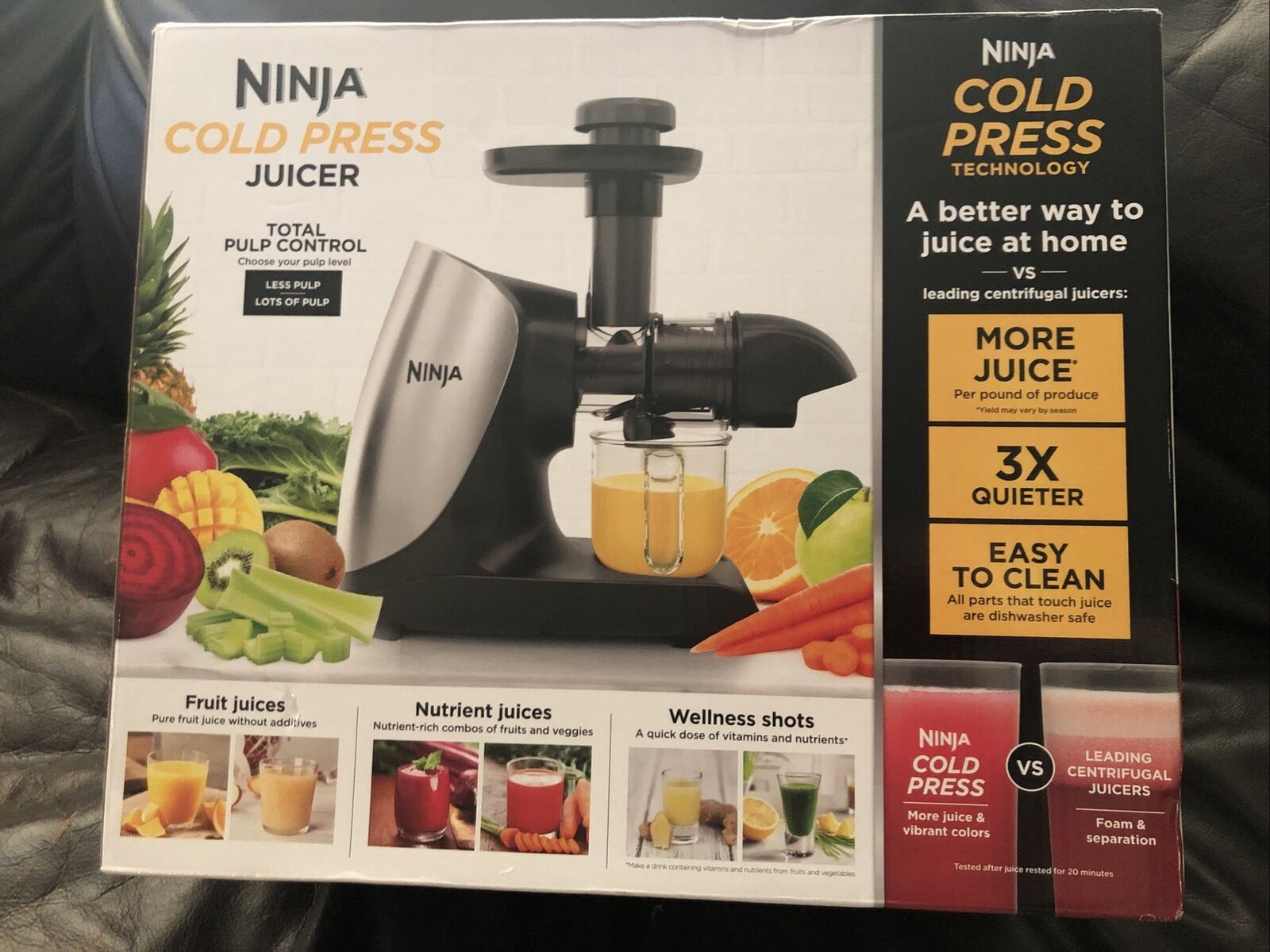 Ninja JC151 NeverClog Cold Press Juicer Powerful Slow Juicer w Pulp Control