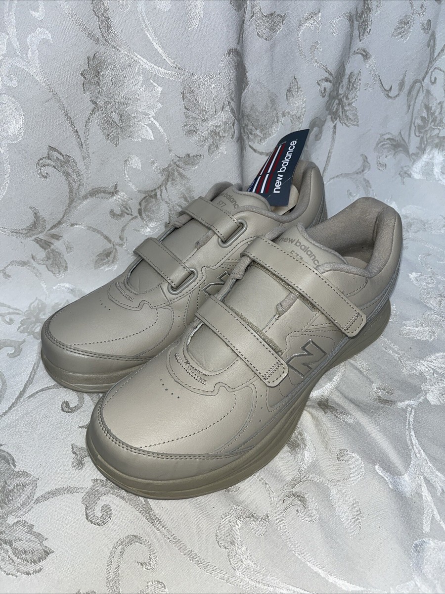 New Balance 577 Men Walking DSL-2 Shoe Beige Leather Hook Loop