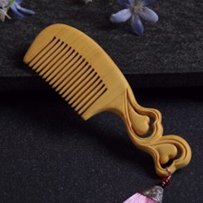 155*50*13mm Heart Connection Pattern Comb Hand Carving Boxwood Crafts Gift Comb