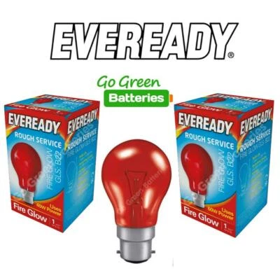 Fireglow Flame Effect GLS B22 40w 60w Bayonet Light Bulb Red Light Eveready Fire