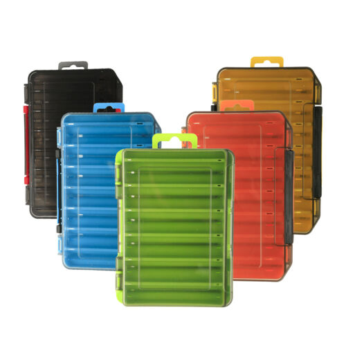 Double Sided Tackle Storage Box 14 Compartments Fishing Lure Bait Organizer Case