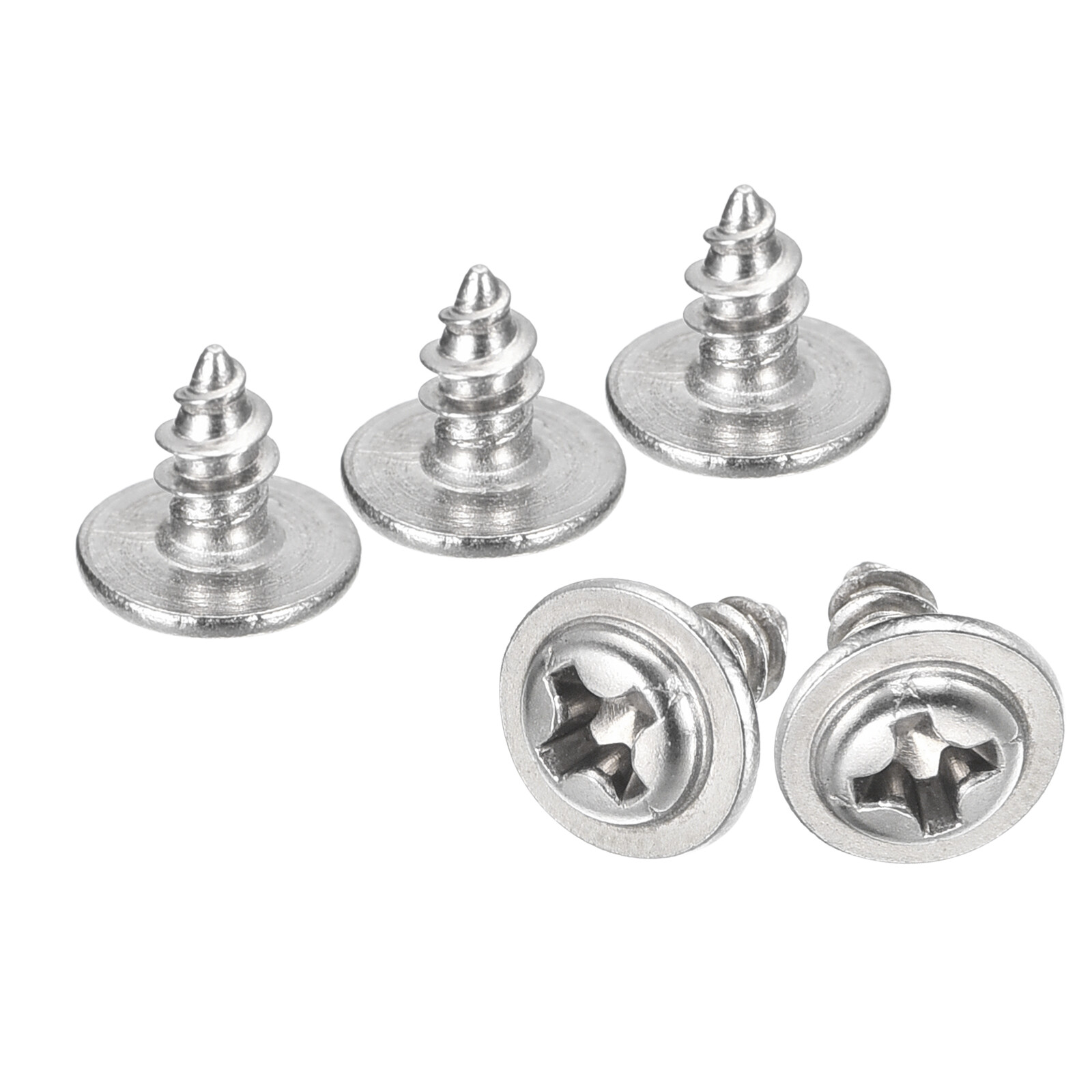 ST3x6x7mm Phillips Pan Head Self-tapping Screw with Washer, 100pcs (Silver)