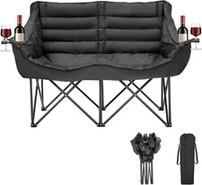 NAIZEA Double Camping Chair for 2 Person Oversized Padded Folding Loveseat 600lb