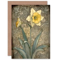 Narzisse Blume Modern Jugendstil Blumen Weihnachtskarte