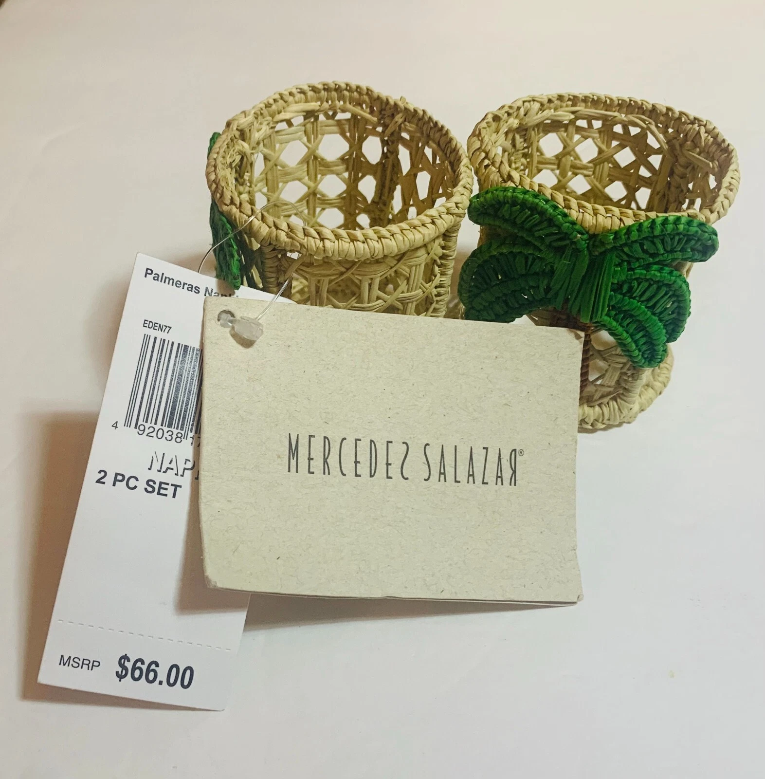 Mercedes Salazar Palmeras Raffia Napkin Rings Set of 2 - Thumbnail 4