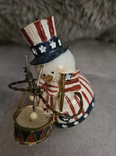 Vintage Keramik patriotischer Schneemann handbemalt 3" groß 4. Juli Weihnachten - Bild 2 von 10