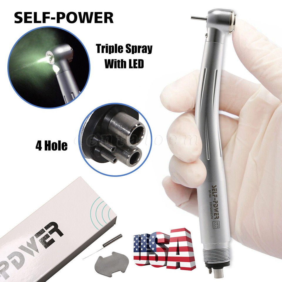 Dental LED E-generator Fiber Optic High Speed Turbine Handpiece 4 Hole - Foto 9