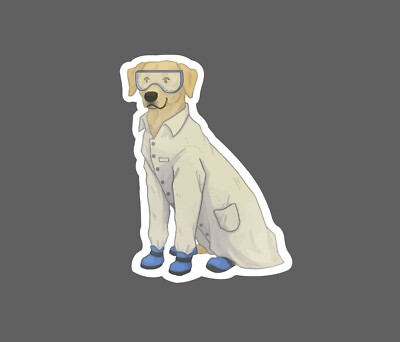 Yellow Lab Sticker Scientist Waterproof Work Lab Coat Experiment Gift NEW