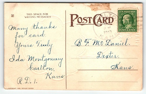 Postcard Child With Guitar - Many Happy Returns PM 1910 - Picture 2 of 2