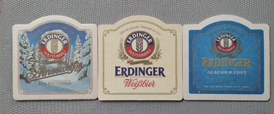 3 Schöne Bierdeckel - Erdinger Weißbräu / Weißbier - Erding Bayern   T3