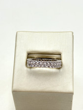 STERLING SILVER 925 WHITE GEMSTONE 4.3mm BAND SIZE 7 RING 4.1g