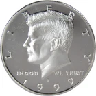 1999 S PROOF SILVER KENNEDY HALF DOLLAR