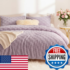 CozyLux Fleece Queen Comforter Set Light Purple,Super Soft  Warm Fluffy Bedding