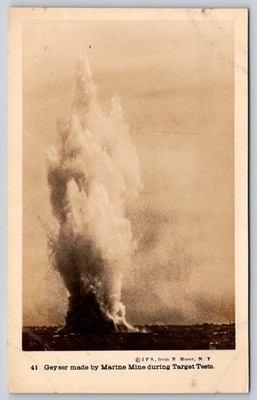 US Navy Marine Mine Explosion During Target Test by N. Moser Real Photo Postcard