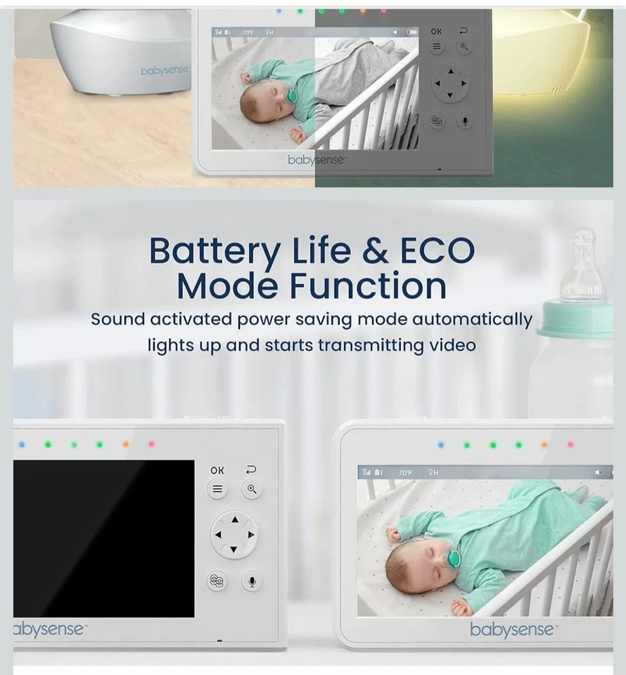 Monitor de bebé video pantalla dividida Babysense V43 con 2 cámaras y audio de 4,3" Foto 4 de 4