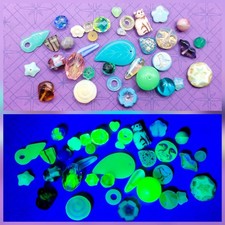 Mixed Lot Uranium Glass Beads High Quality Czech Vintage New Pieces Colorful 30g