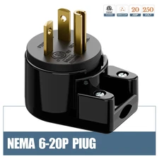 Right Angle NEMA 6-20P 20A 250V Plug T-Blade Industrial Plug 20 Amp 250 Volt 3-P