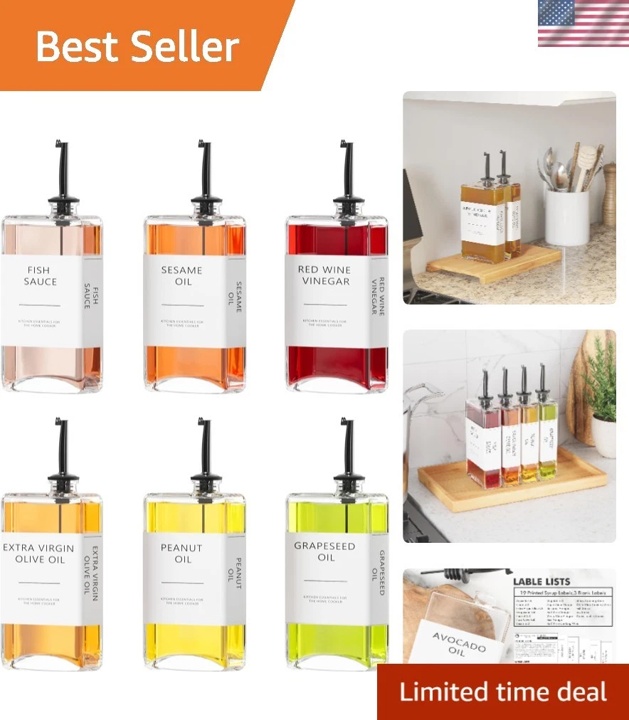 Kitchen Cooking Oil Dispenser Set, Olive Oil and Vinegar Bottles, Soy Sauce D...