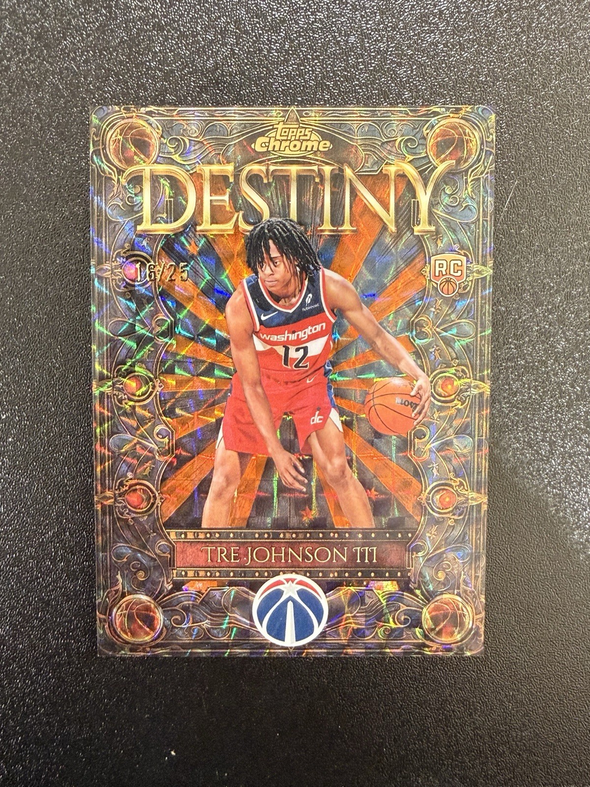 2025-26 Topps Chrome Tre Johnson III Destiny Orange Geometric Rookie RC #/25