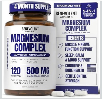 Benevolent Magnesium Supplements- Chelated And Buffered Extra Absorbtion 