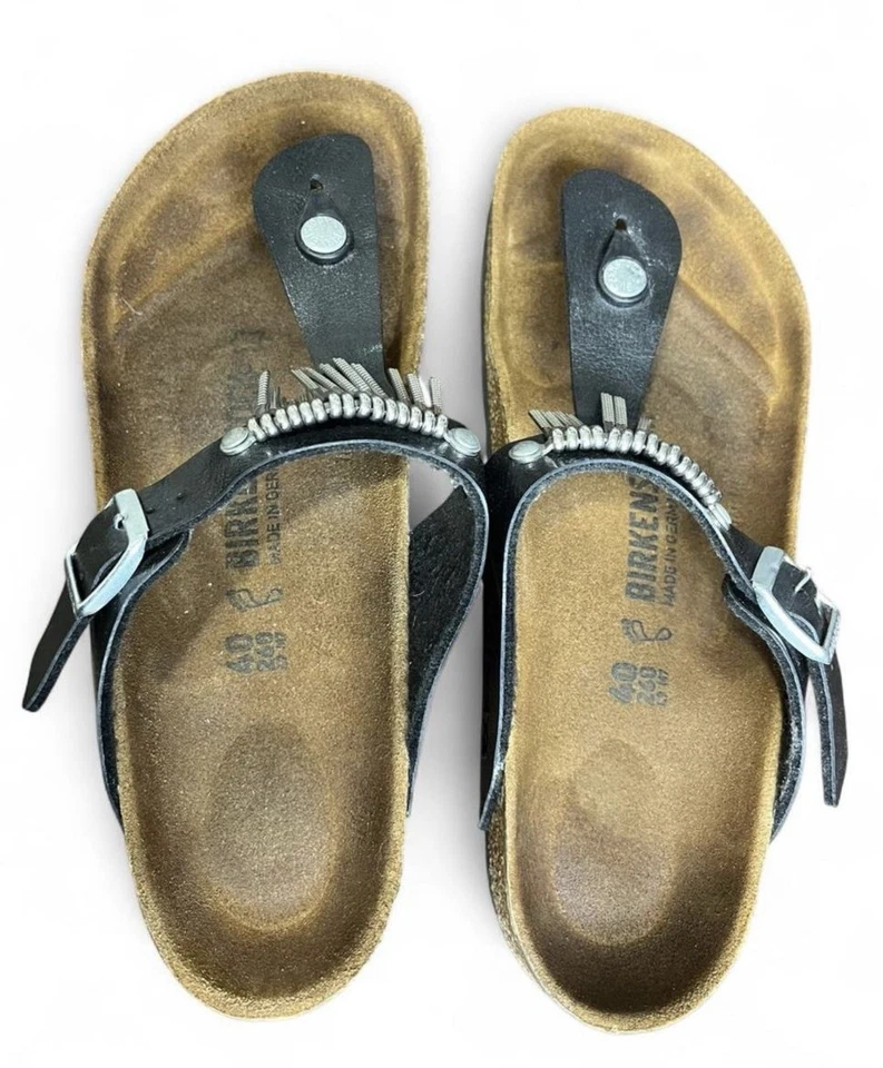 Birkenstock Birkenstock Gizeh Silver Metal Fringe Sandals Women’s Sz 40/9 - Image 2 of 4