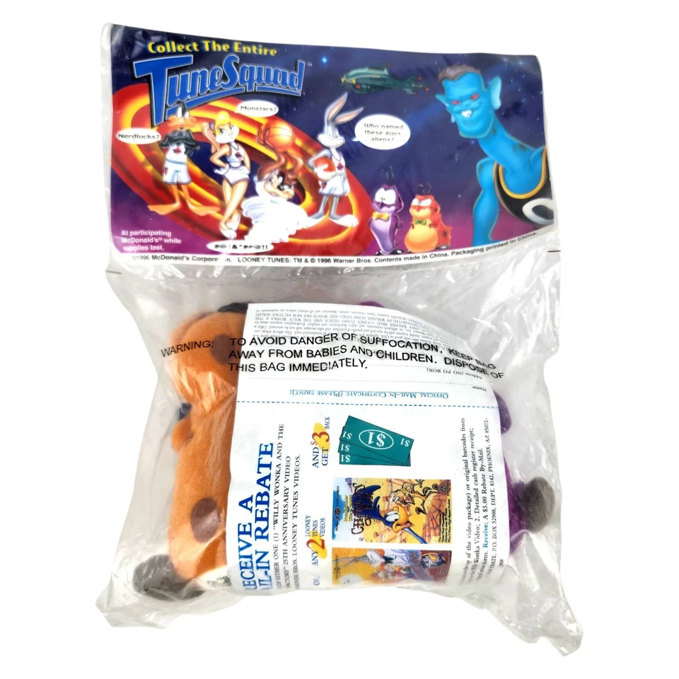 New Vtg 1996 McDonald's Space Jam NERDLUCKS Plush Stuffed Toy - Sealed!! - Image 3 of 3