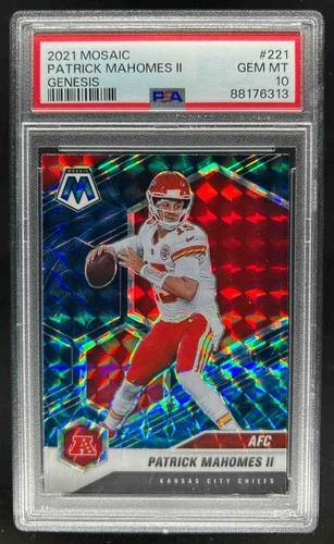 2021 Mosaic Patrick Mahomes II Prizm Genesis #221 Chiefs PSA 10