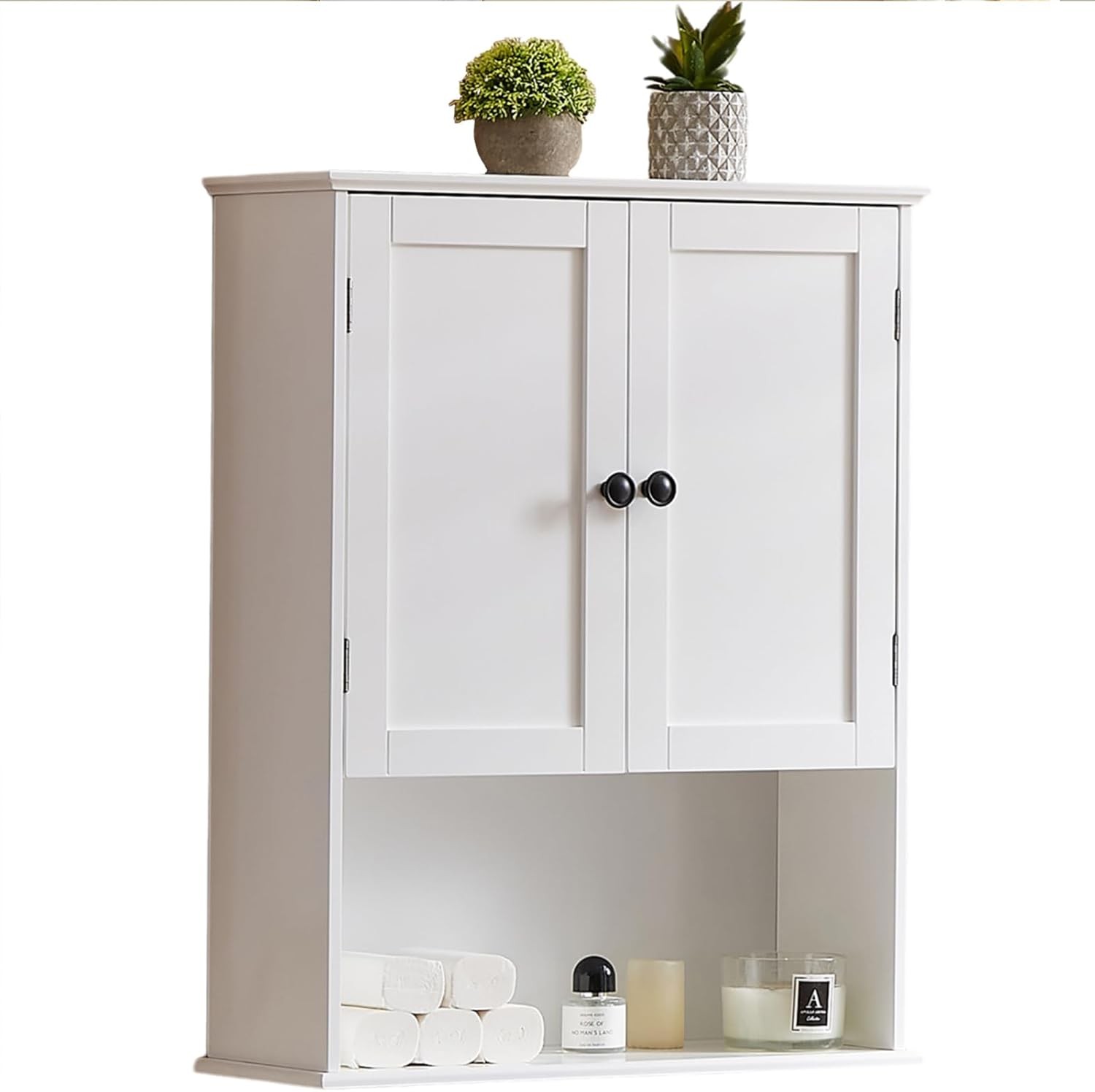 White 24x30 Wood Wall Mounted Bathroom Medicine Cabinet