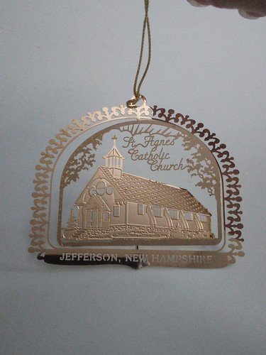 Chiesa cattolica di Sant'Agnese Jefferson NH 24k ottone oro ornamento natalizio 3D - Foto 2 di 4