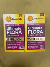 2 New RenewLife Women's Care Ultimate Flora Probiotic 25 Billion CFU - Ex. 04/27