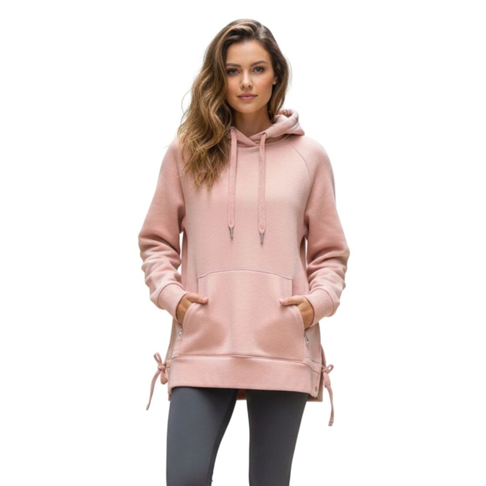 Fabletics Light Pink Drawstring Hem Pullover Hood… - image 1