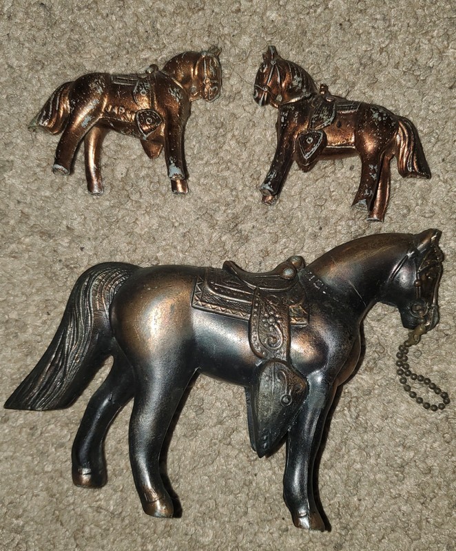 Vintage Metal Horse Figurines Lot Brass & Bronze Style 3 Pieces Western Decor