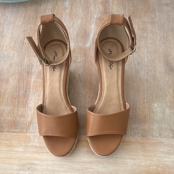 I Love Billy Women’s Brown Espadrille Wedge Sandals Buckle Strap AU 8