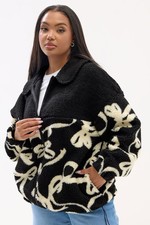 Yours Curve Women's Plus Size Abstract Print Fleece Jacket